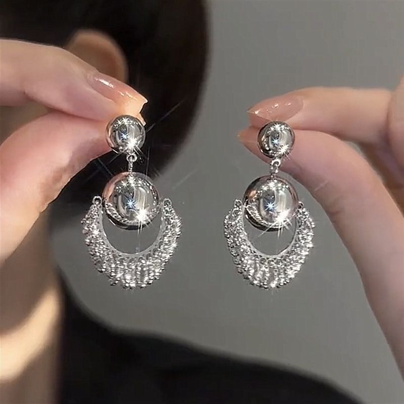 Boucles d'oreilles clips attrape-rêves à pampilles en argent 925_voghion.com