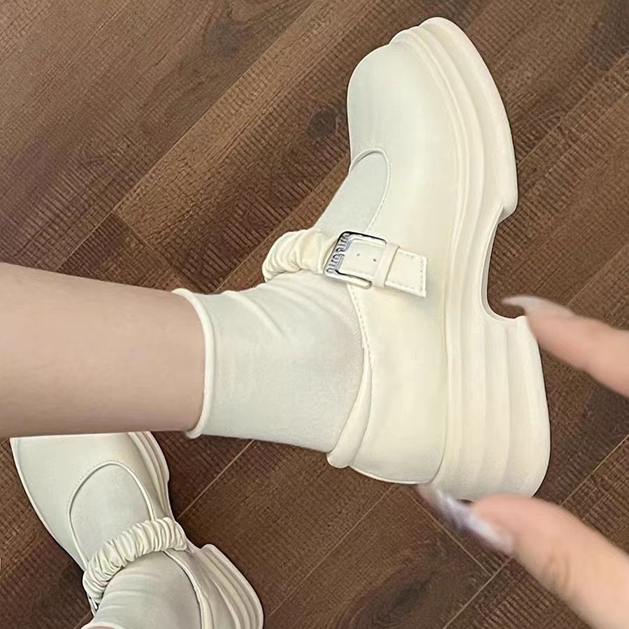 厚底增高公主風瑪麗珍小皮鞋子女2023春秋季新款淺口jk單鞋小個子