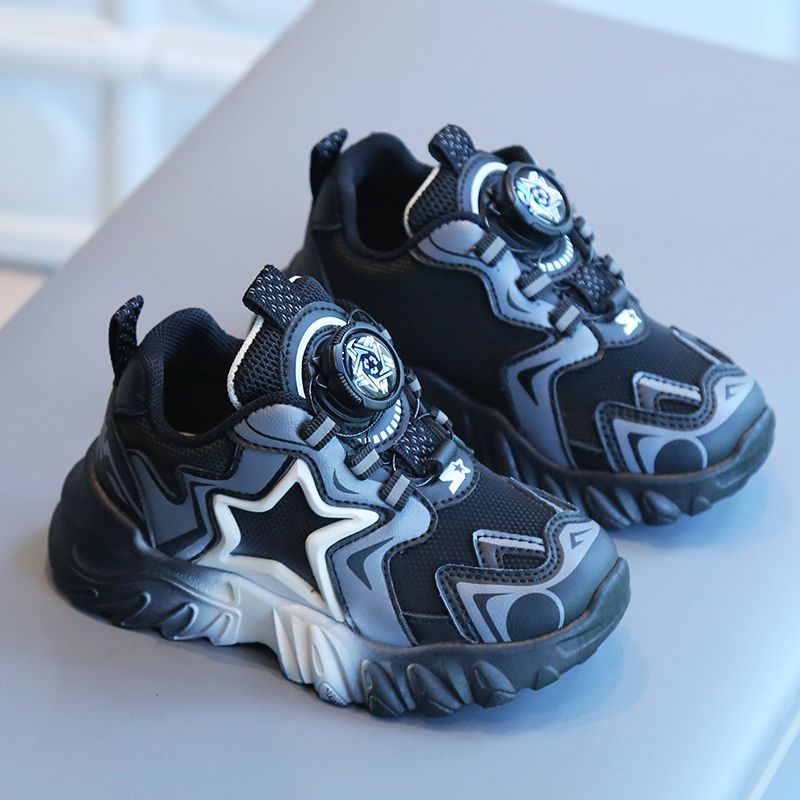 Children's Sports Shoes 2023 Autumn Boys' Dad's Shoes Rotating Button Girls' Casual Shoes Internet Popular Soft Sole Baby Shoes