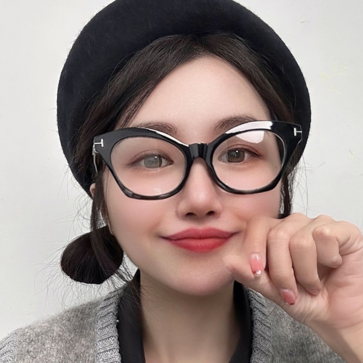 Cat eye glasses frame, retro black frame glasses for women without makeup, eye frame frames for women, which can be matched with myopia cat eye frames