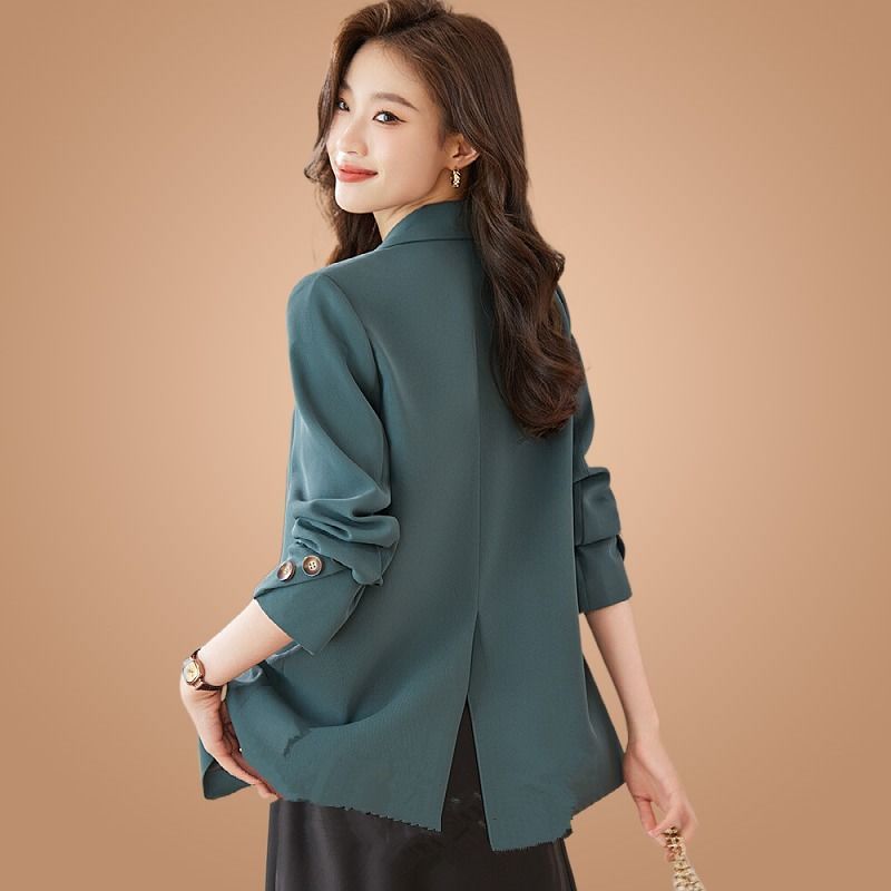 Green suit jacket for women spring and autumn 2023 new style small temperament top high-end fashion casual small suit
