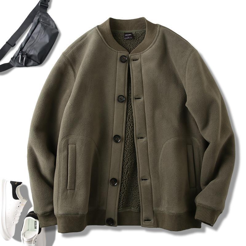 American double-sided thickened men's flying baseball jacket, fleece insulation top, trendy_voghion.com