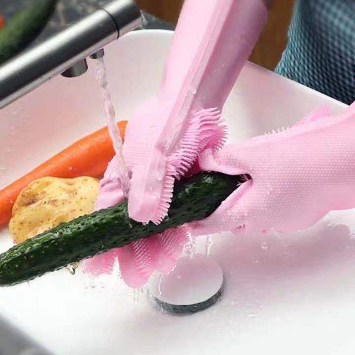 厨房洗碗手套加厚款多功能硅胶洗碗刷家用清洁去污不沾油加厚