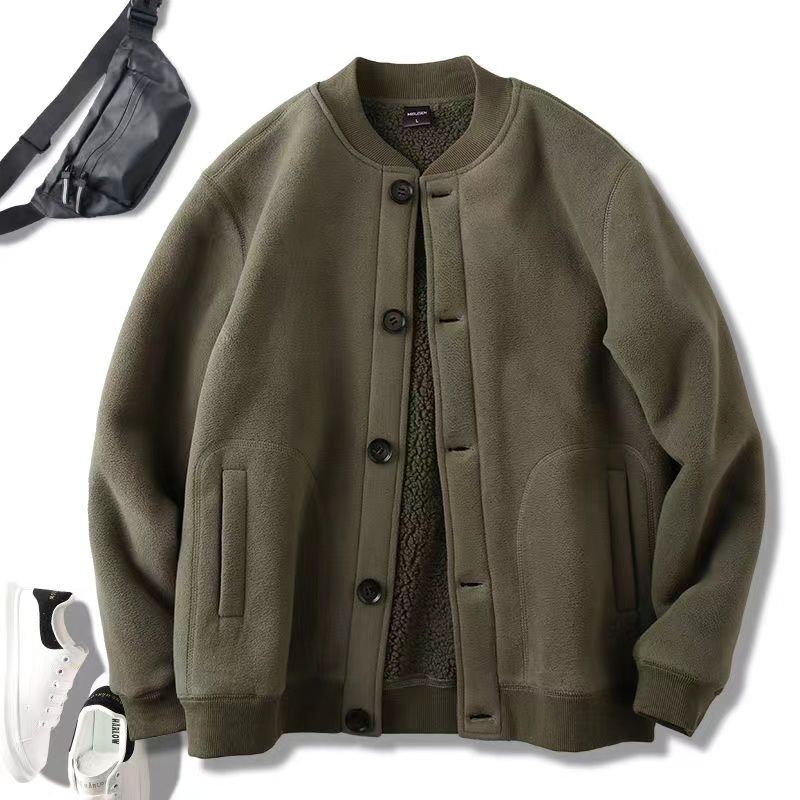 American double-sided thickened men's flying baseball jacket, fleece insulation top, trendy_voghion.com