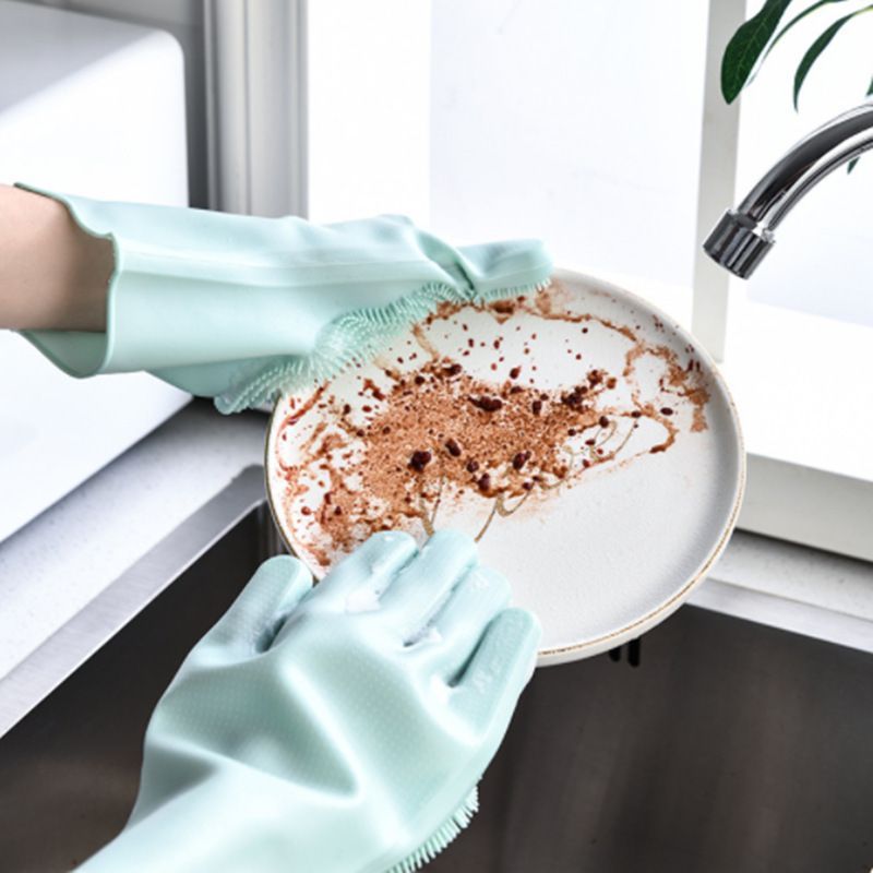 厨房洗碗手套加厚款多功能硅胶洗碗刷家用清洁去污不沾油加厚