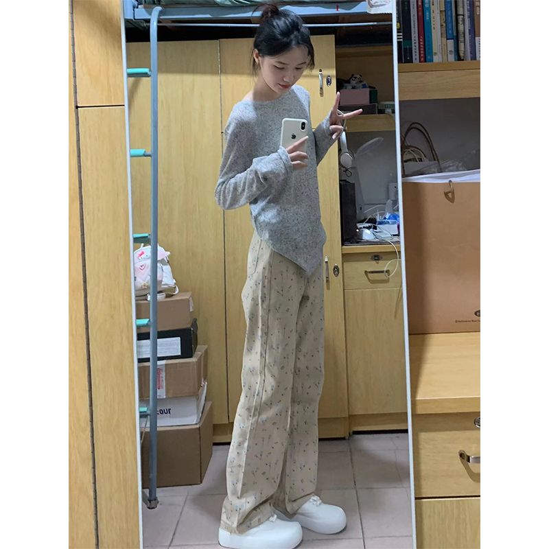灰色薄款防曬罩衫長袖t恤女春秋慵懶風寬鬆顯瘦百搭空調衫上衣