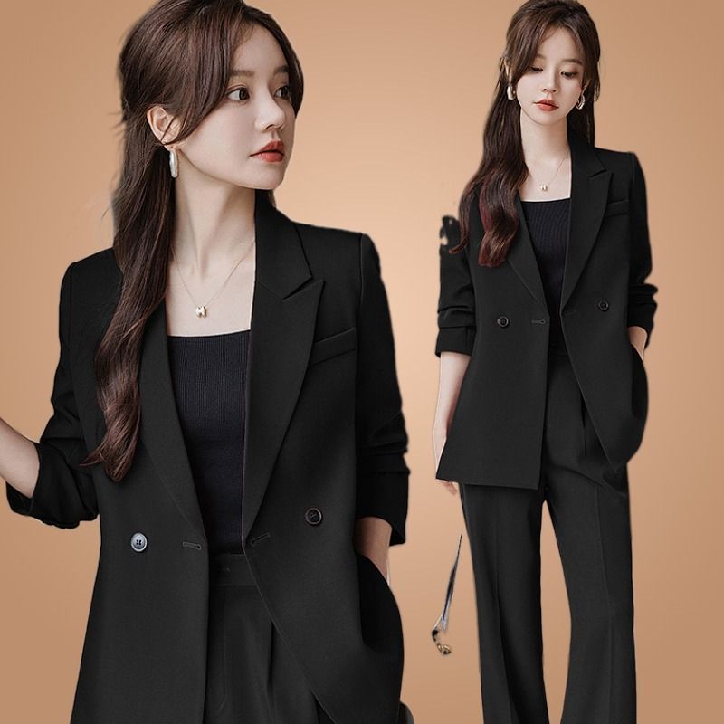 Black suit suit for women 2023 new high-end professional wear small temperament casual suit jacket spring and autumn