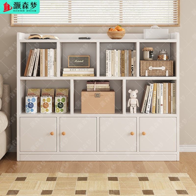 书柜落地式靠墙置物架家用多功能收纳格子柜卧室多层书架储物架