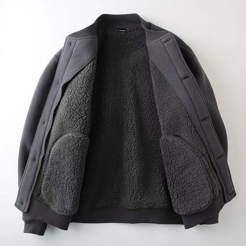 American double-sided thickened men's flying baseball jacket, fleece insulation top, trendy_voghion.com