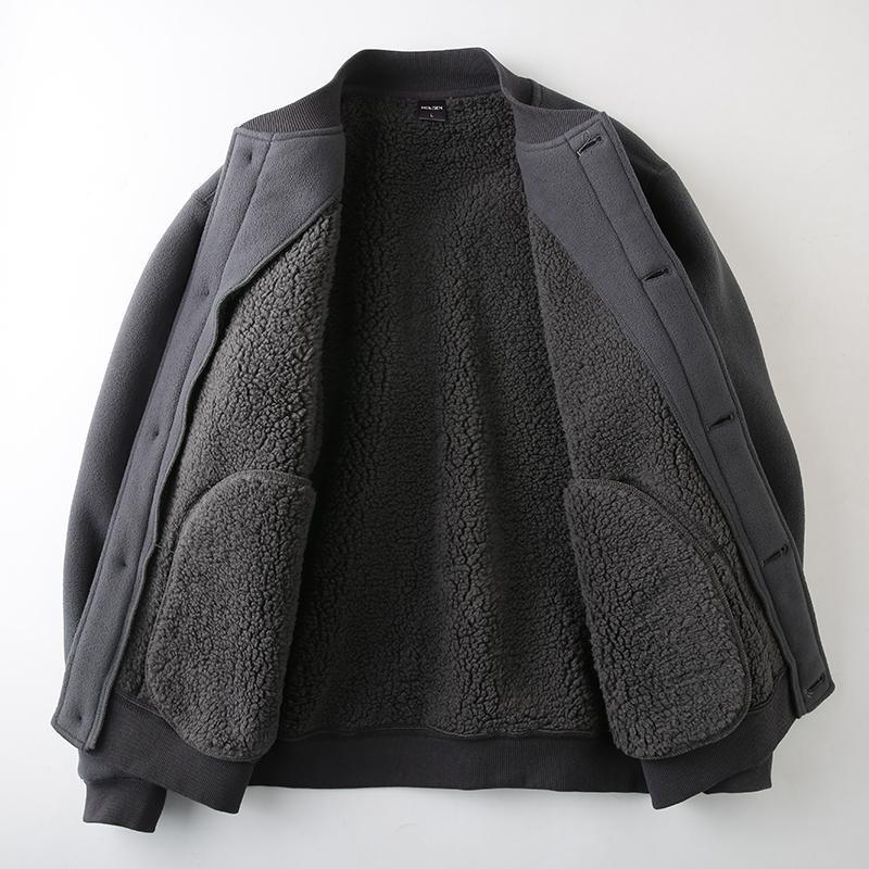 American double-sided thickened men's flying baseball jacket, fleece insulation top, trendy_voghion.com