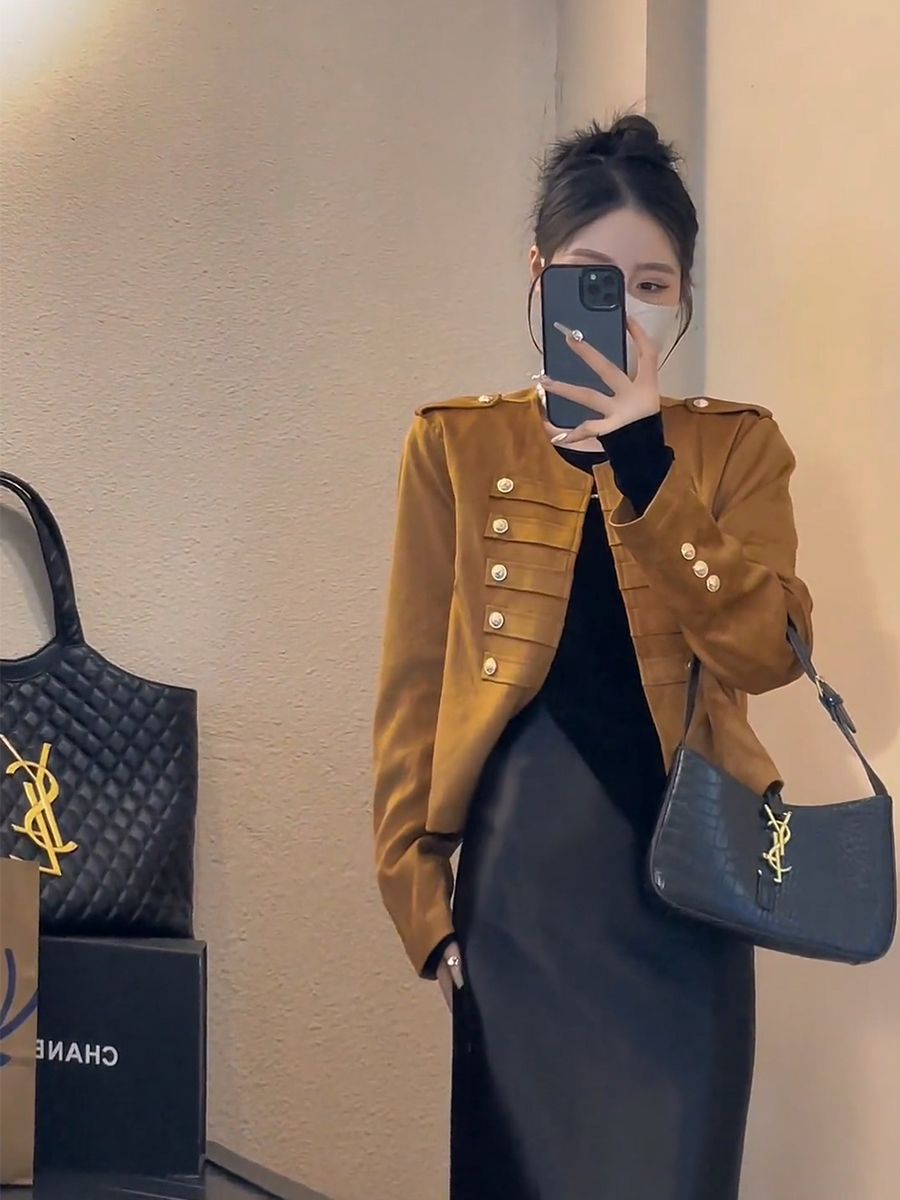 套裝女2023秋季新款設計感寬鬆顯瘦別致外套氣質高腰半身裙兩件套