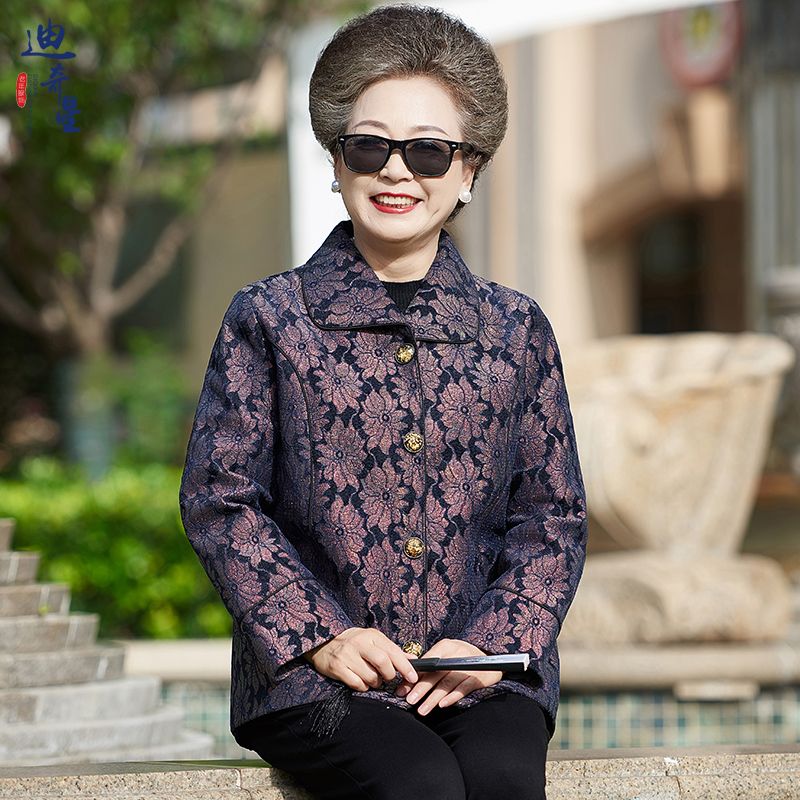 Autumn clothing for middle-aged and elderly women, mothers and old ladies, autumn cardigan coats, elderly and grandma clothing, spring and autumn large size tops