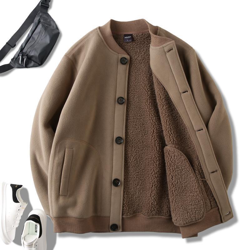 American double-sided thickened men's flying baseball jacket, fleece insulation top, trendy_voghion.com