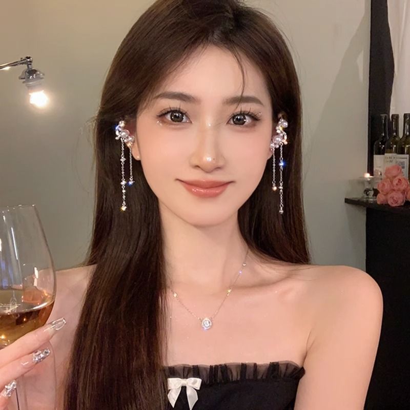 耳骨夾耳夾無耳洞精靈耳法式珍珠流蘇款女小眾高級感氣質耳飾耳掛