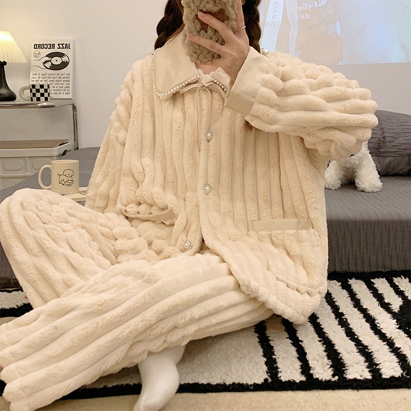睡衣女冬季珊瑚絨2023年新款秋冬款高級感保暖公主風加厚家居服