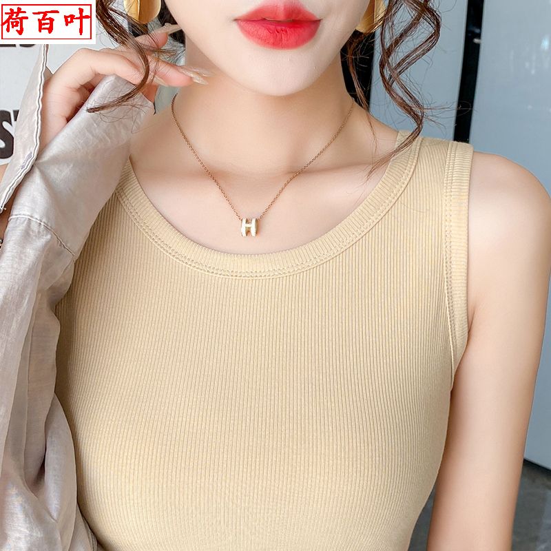 圓領小吊帶背心女西服內搭外穿無袖螺紋針織打底衫遮副乳短款上衣