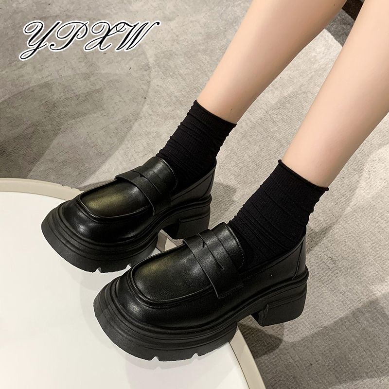 WRQC英倫風小皮鞋女2023春秋學生jk厚底瑪麗珍單鞋子女增高樂福鞋