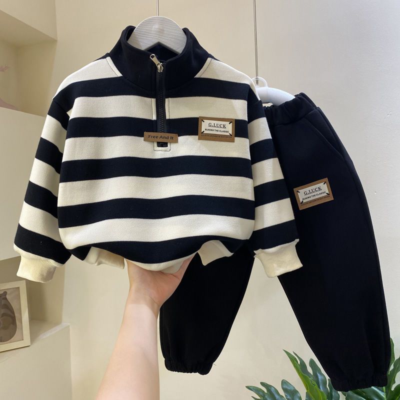 Boys' Autumn Clothes Set 2023 New Style Boys' Spring and Autumn Handsome Clothes Children's Baby Casual Two-piece Set