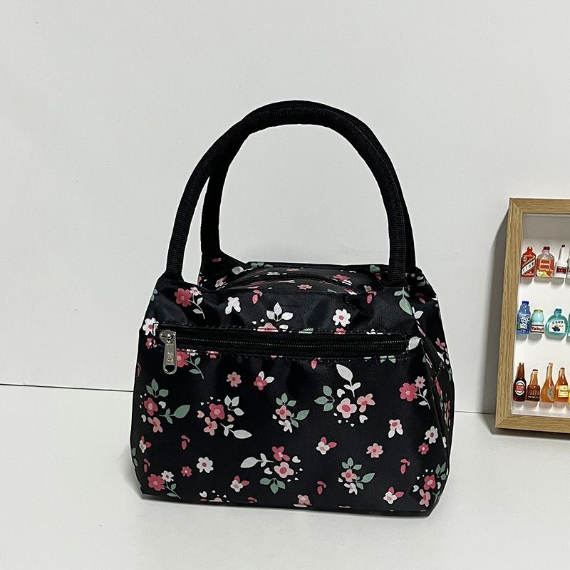 New floral mother's handbag female office worker lunch box bag Oxford cloth waterproof lunch bag going out to buy vegetables small bag
