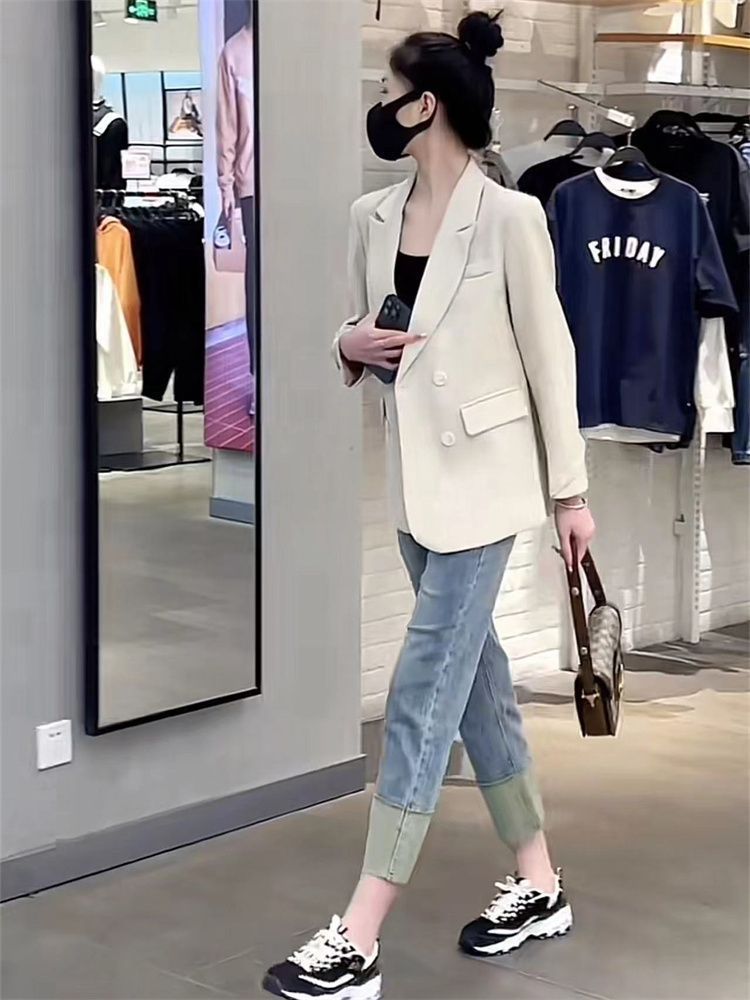 Off-white high-end suit jacket for women in autumn new Korean style fashionable and versatile suit with slimming style