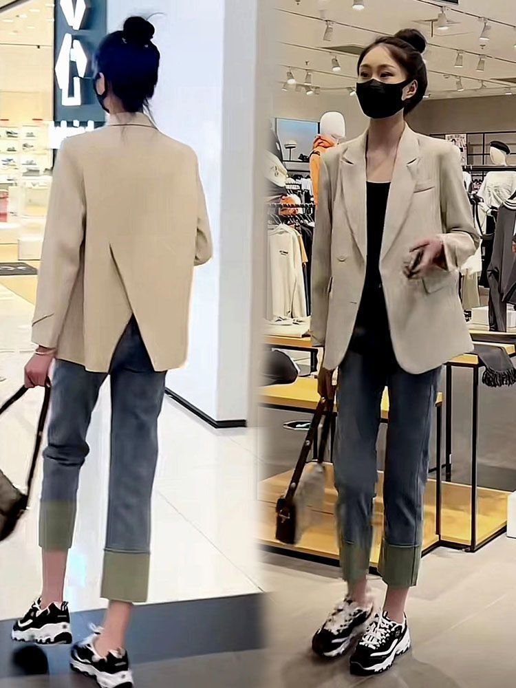 Off-white high-end suit jacket for women in autumn new Korean style fashionable and versatile suit with slimming style