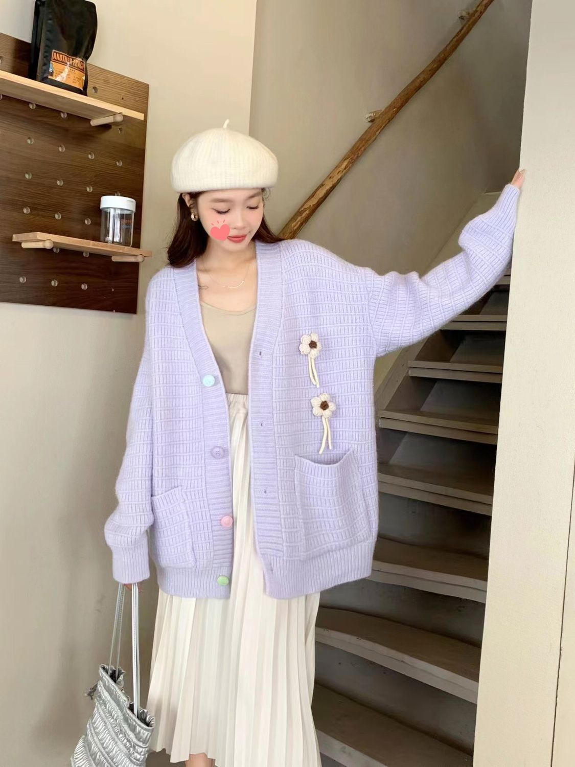 秋季慵懶早設計風2023毛衣外套感減齡加厚女新款針織洋氣寬鬆開衫