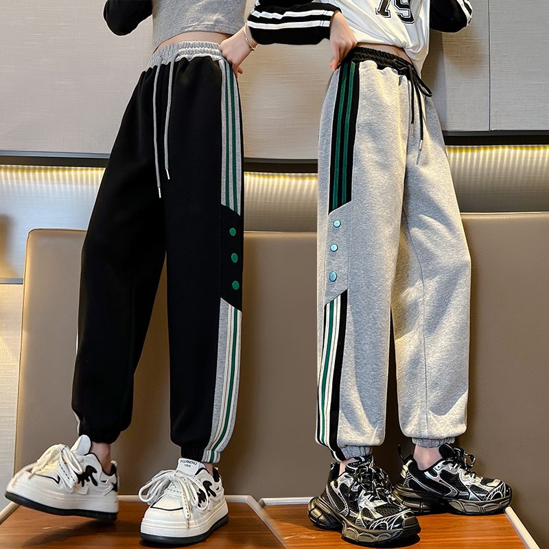 女童褲子洋氣衛褲2023新款中大童裝女孩顯瘦百搭春秋款休閒束腳褲