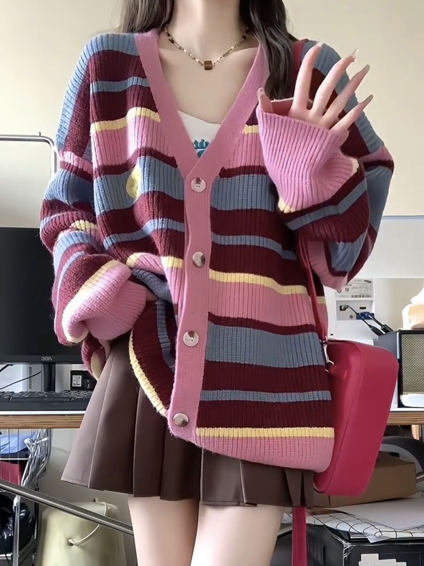 秋裝搭配一整套茶系穿搭時尚辣妹針織開衫裙子兩件套網紅炸街套裝