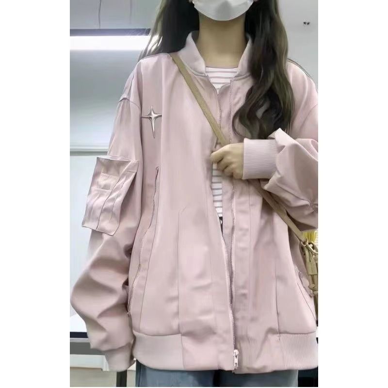 American retro Korean style Harajuku jacket women's spring and autumn thin style autumn jacket college student college style niche ins trend