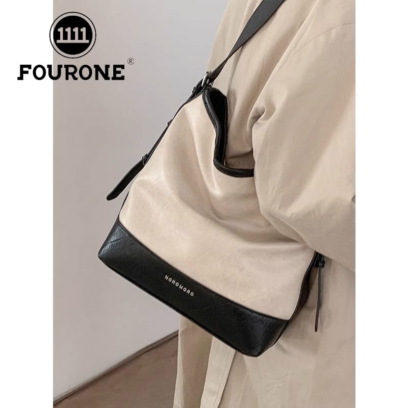 Contrast color large capacity bag for women 2023 new trendy bucket bag versatile ins crossbody bag armpit bag