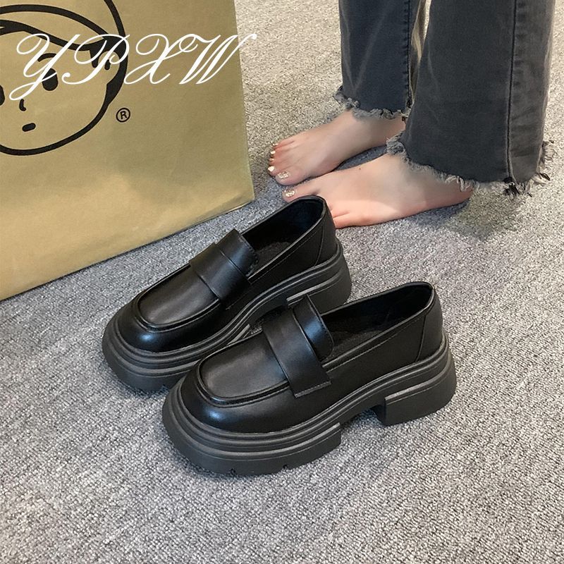 WRQC英倫風小皮鞋女2023春秋學生jk厚底瑪麗珍單鞋子女增高樂福鞋