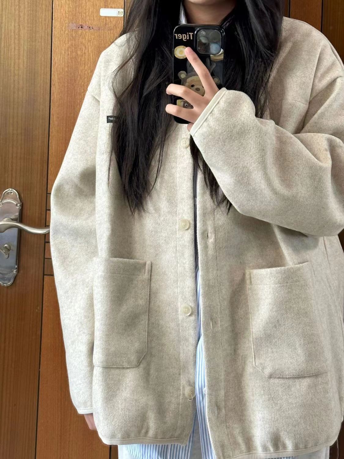 高级感!!!【慵懒开衫】日系复古设计感卫衣女INS韩版学生夹克外套