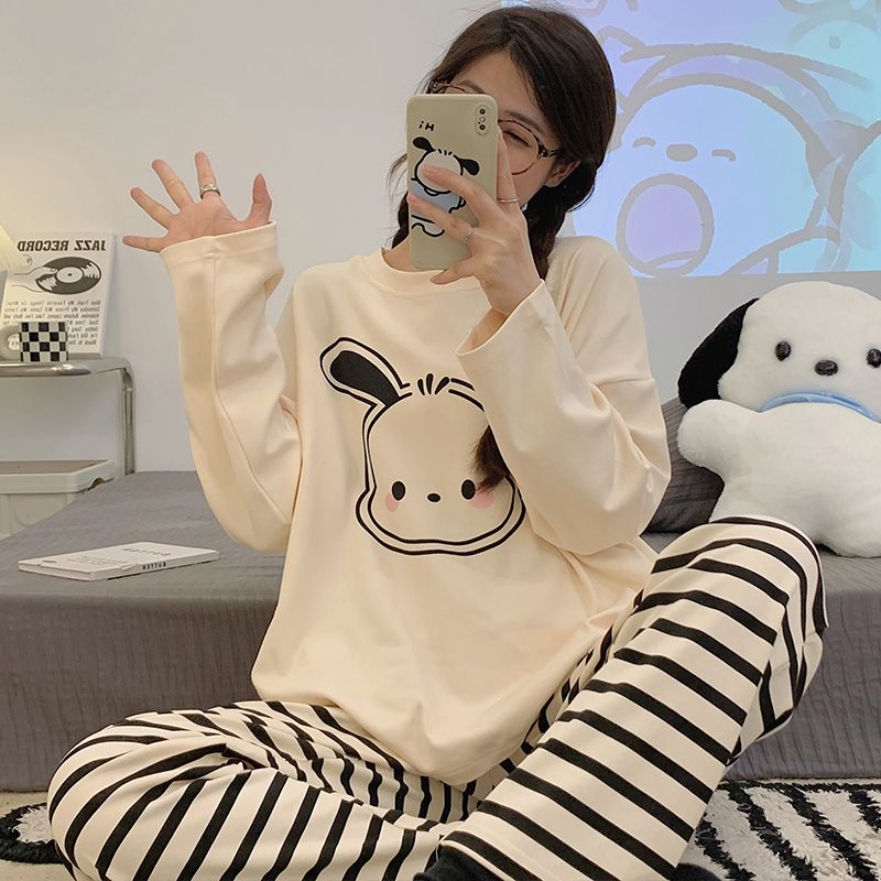 睡衣女士春秋款純棉長袖2023年新款秋冬薄款可愛家居服套裝可外穿