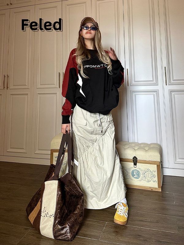 飛拉丹頓美式復古衛衣男女字母刺繡長袖圓領早秋寬鬆hiphop上衣