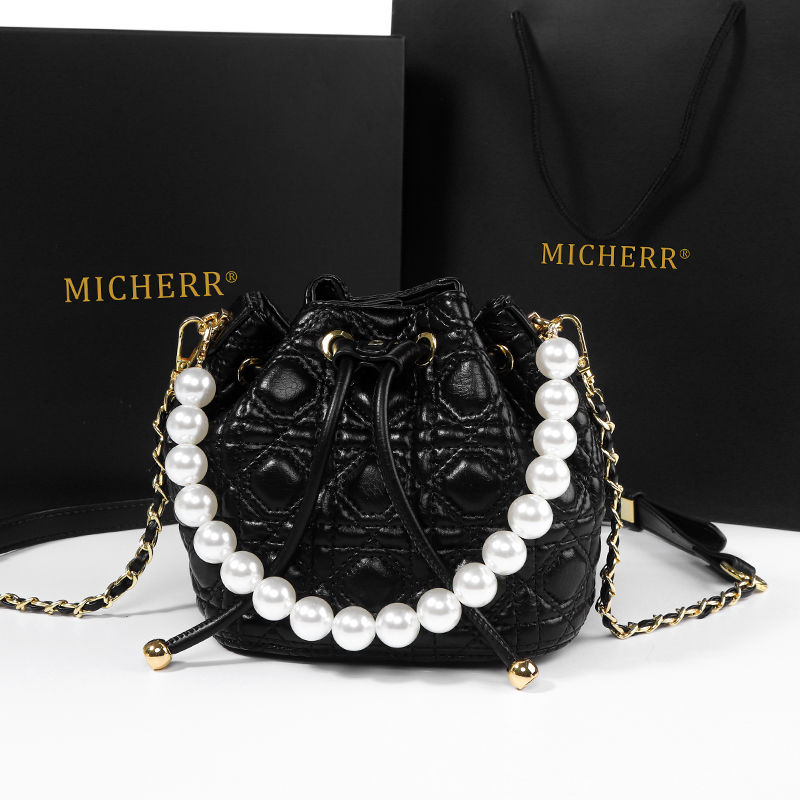 Micherr/米榭尔高品质女士斜挎包单肩包斜挎珍珠水桶包076