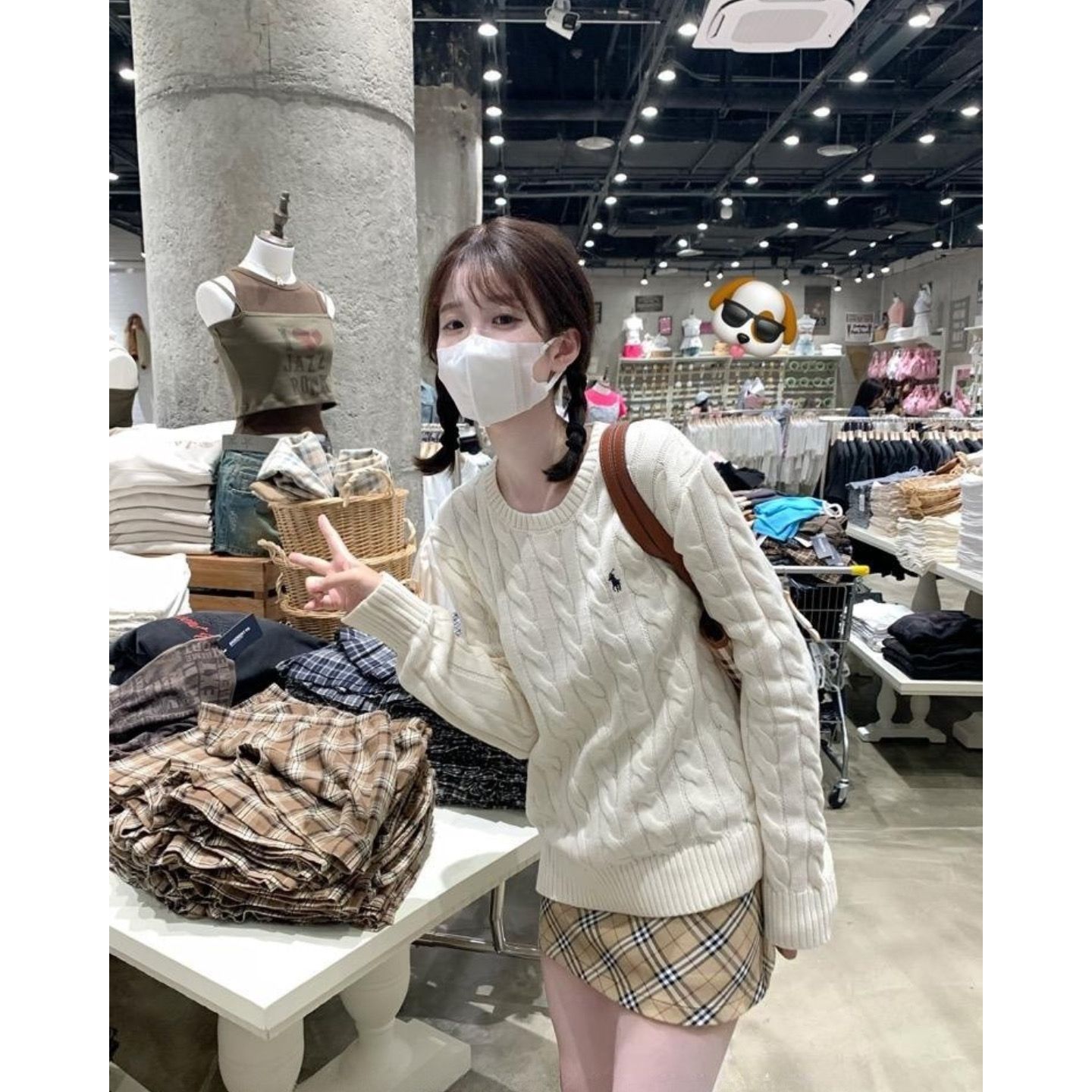 白色麻花毛衣女春秋季小個子內搭針織打底衫寬鬆顯瘦短款長袖上衣