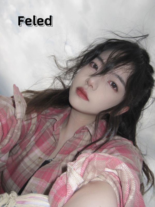 飛拉丹頓美式復古格子襯衫男女早秋刺繡粉色長袖寬鬆上衣開衫外套