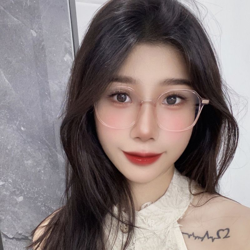 透明近視眼鏡框女款白色超輕可配度數網上配防藍光大臉眼睛框鏡架
