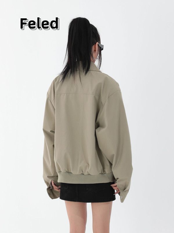 Feila Denton retro jacket for men and women European and American hiphop design Hong Kong style metal buckle short bomber jacket