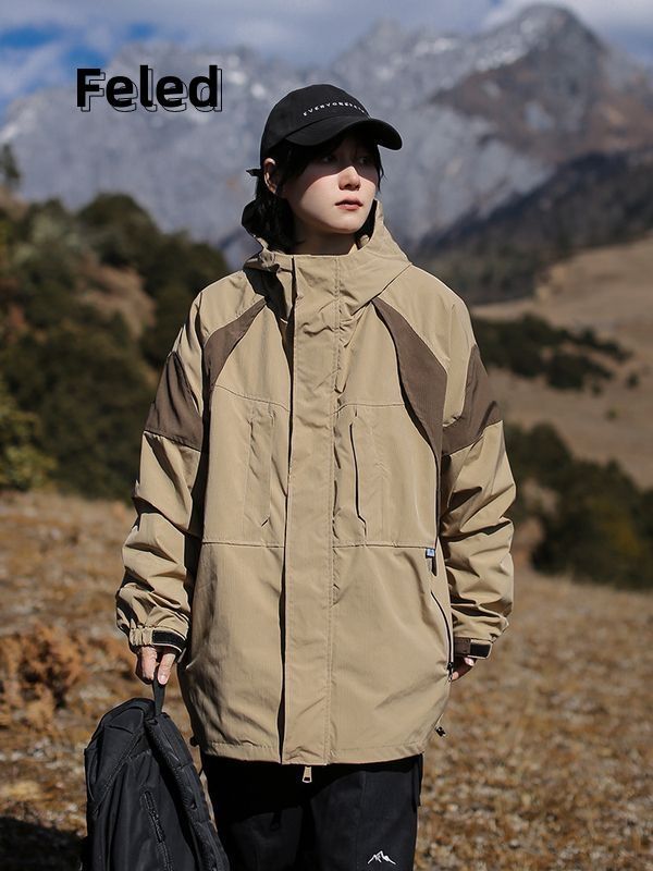 Feila Denton outdoor functional hooded jacket jacket for men and women with contrasting color matching work jacket top