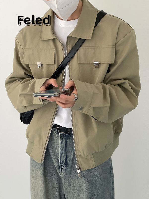 Feira Denton autumn new fashionable and trendy retro airplane jacket jacket for men and women loose version outer lapel jacket