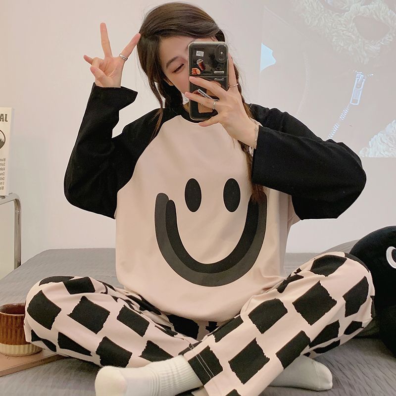 睡衣女春秋季純棉長袖可外穿家居服全棉秋冬2023年新款套裝可外穿