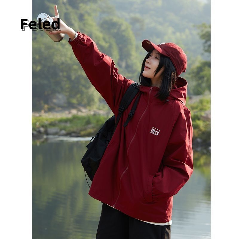 Feiradenton mountain series outdoor hooded jacket for men and women autumn loose mountaineering clothing casual functional jacket