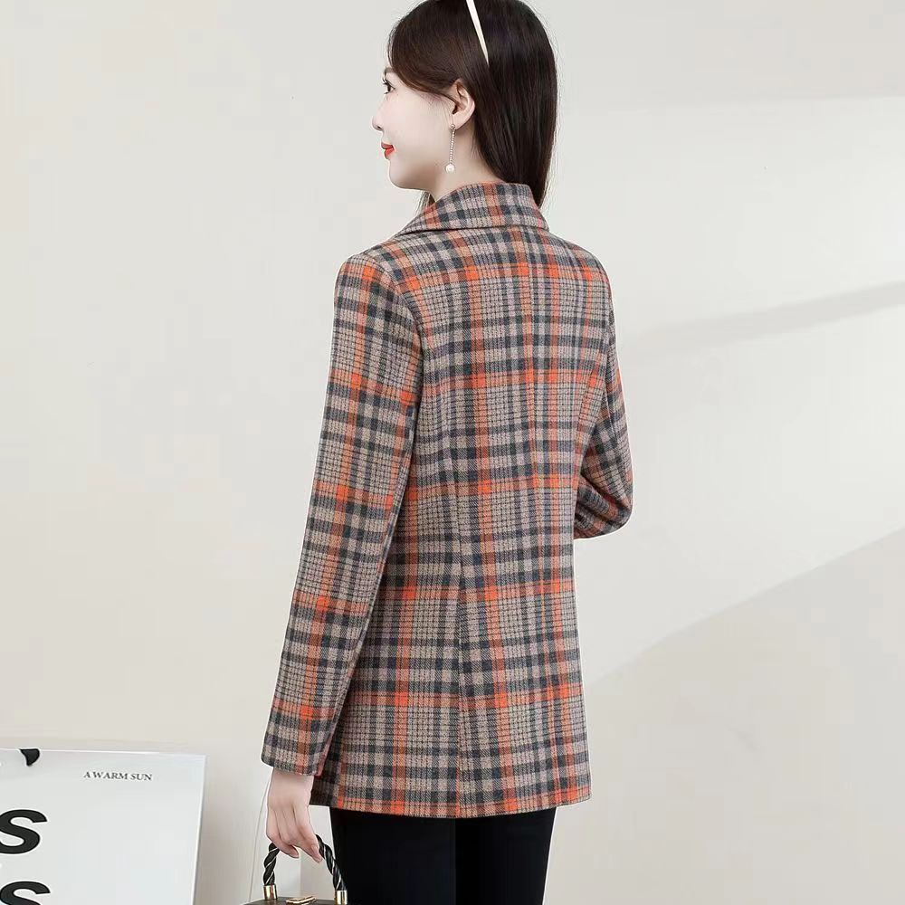 Plaid blazer women's spring and autumn 2023 new hot style middle-aged mother ladies slim slim suit