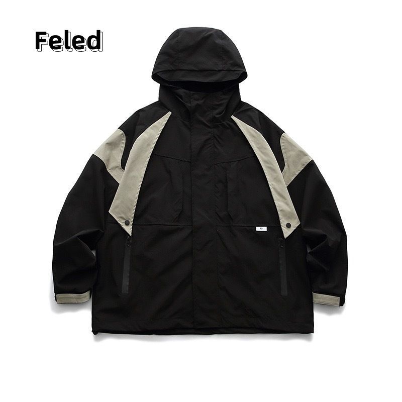 Feila Denton early autumn color-blocked outdoor hooded jacket jacket for men and women functional unisex loose casual jacket