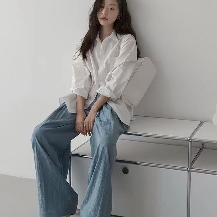 CONGRAZIO白色長袖襯衫女設計感小眾氣質襯衣秋季新款秋寬鬆上衣