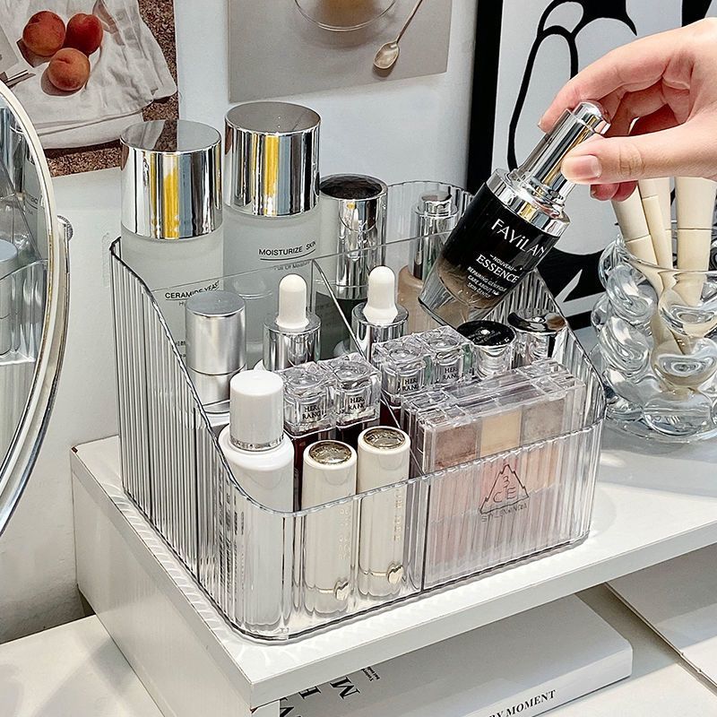 高级感化妆收纳盒透明亚克力护肤品桌上梳妆台桌面水乳收纳置物架