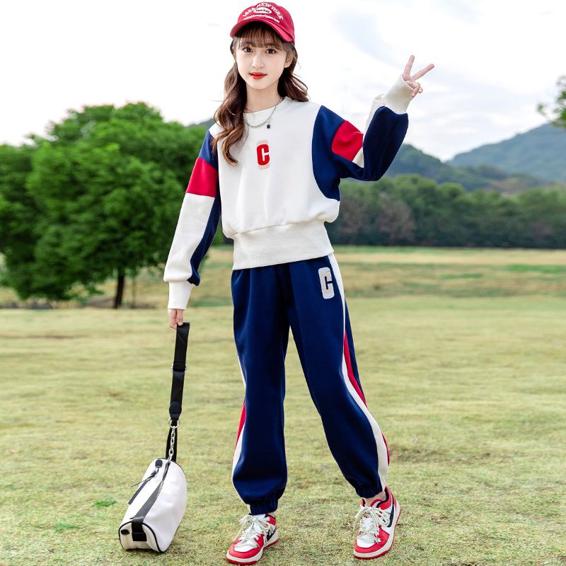 女童秋裝運動套裝2023新款兒童洋氣衛衣12歲女孩中大童春秋兩件套