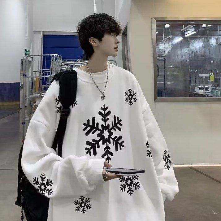 美式雪花衛衣男潮ins潮牌情侶裝春秋款圓領休閒上衣春季上衣穿搭