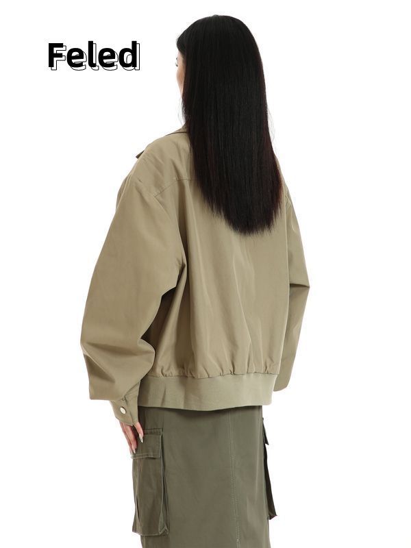 Feila Denton autumn retro American jacket for men and women hiphop design metal buckle short bomber jacket